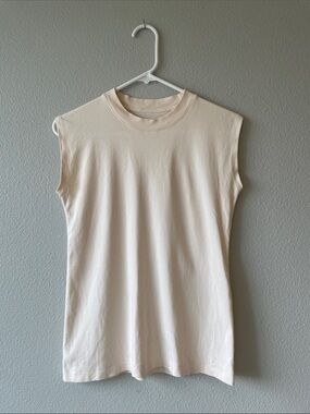 MM.LaFleur 100% Cotton Alina Sleeveless Crewneck Tank Top in Cream size XS